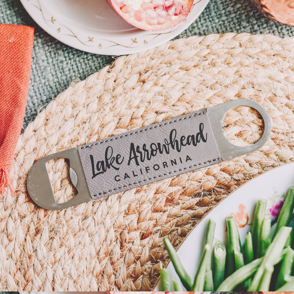 Custom Lake Name Bottle Opener - Leatherette