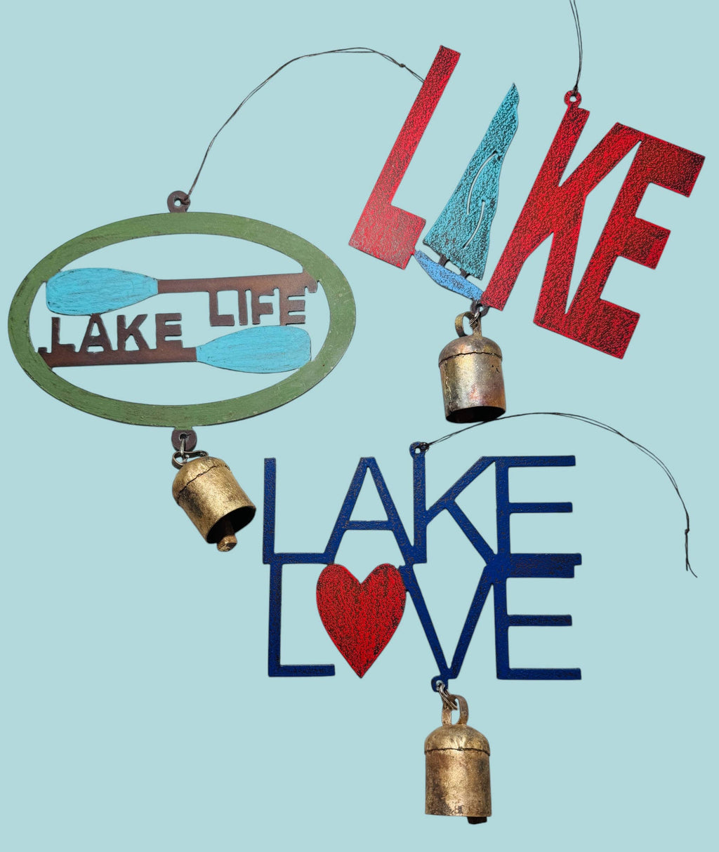 Lake wind chime Lake Life boating summer fun metal bell USA