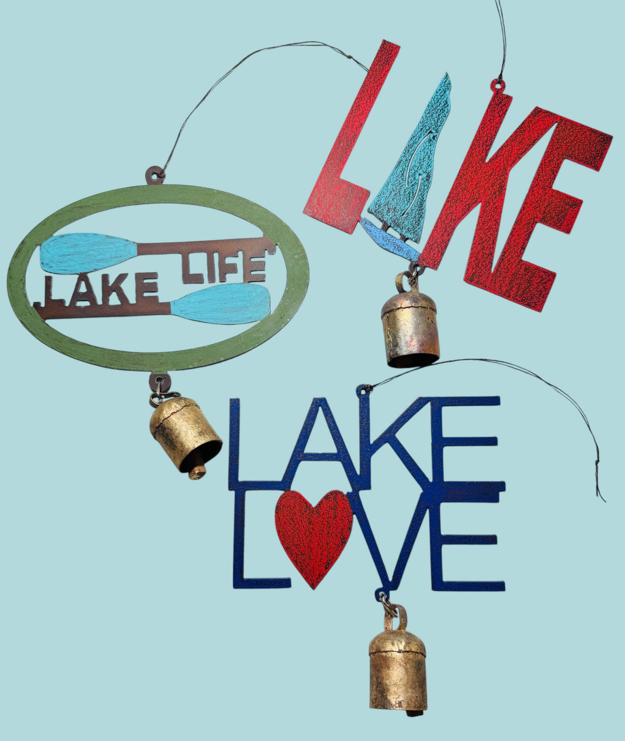Lake wind chime Lake Life boating summer fun metal bell USA