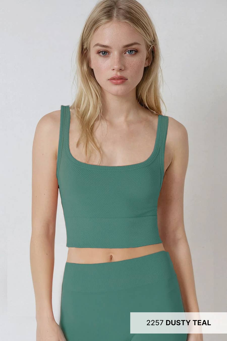 Chevron Ribbed Crop Top - Pale Banana