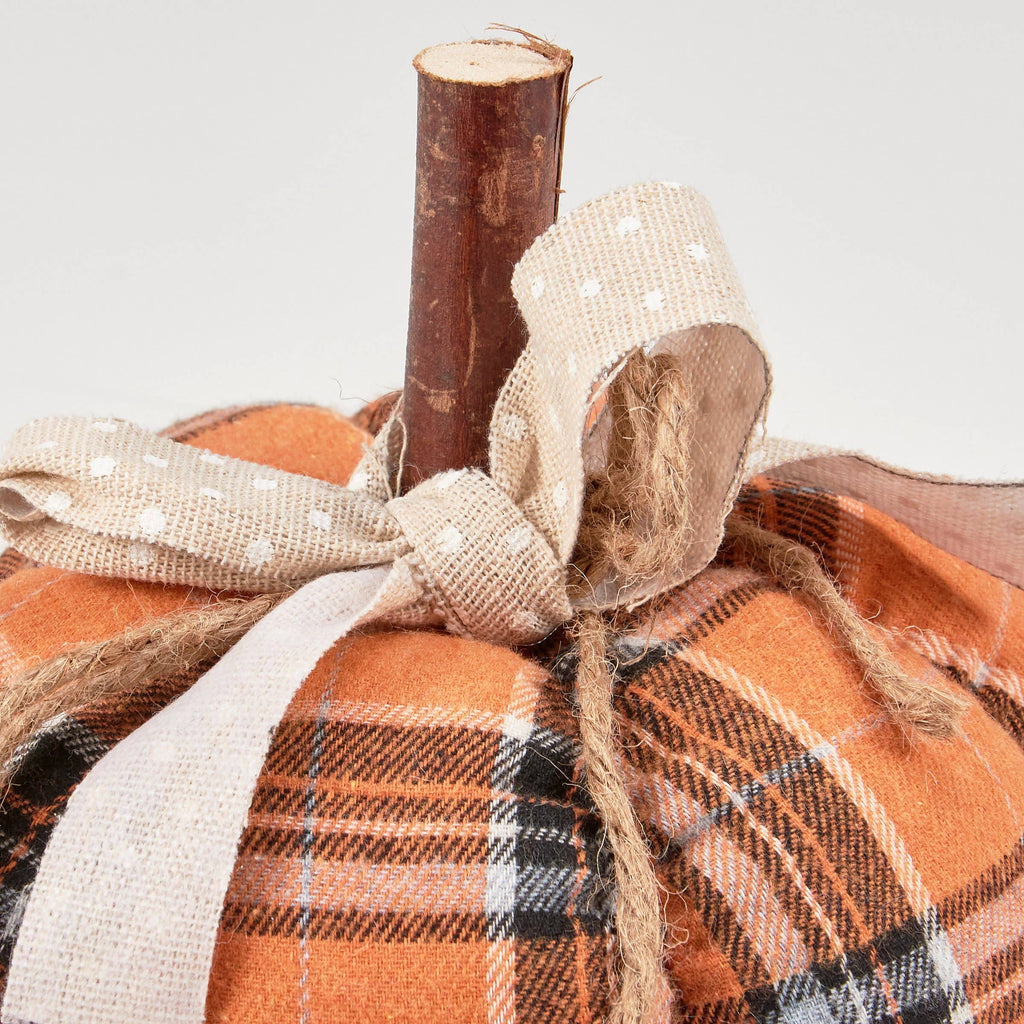 Small Orange Plaid Pumpkin