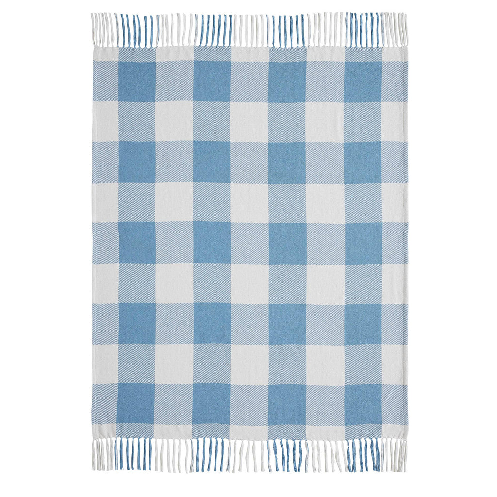 Annie Blue Buffalo Check Woven Throw 50x60