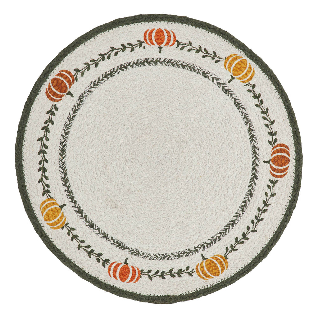 Fall Autumn Pumpkin Stencil Round Placemat 14 Inch Harvest Table Decor