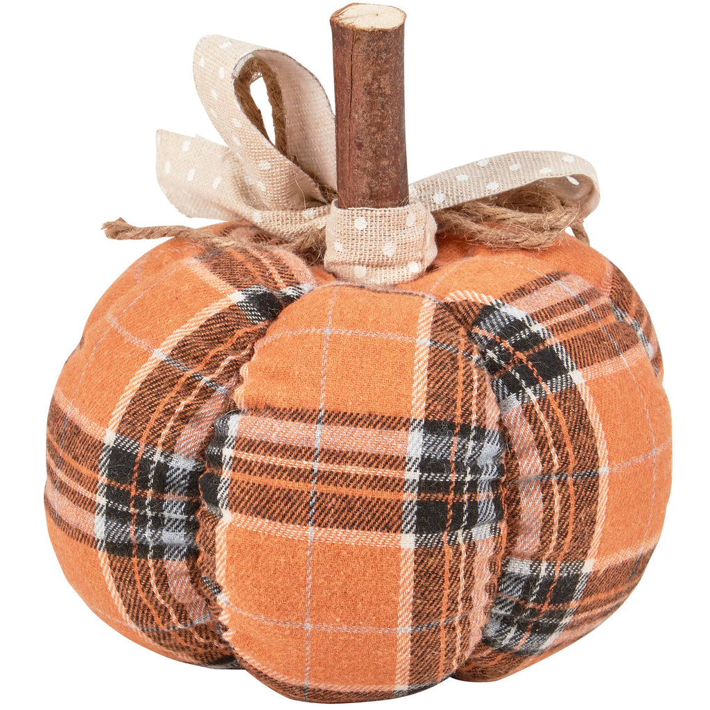 Small Orange Plaid Pumpkin