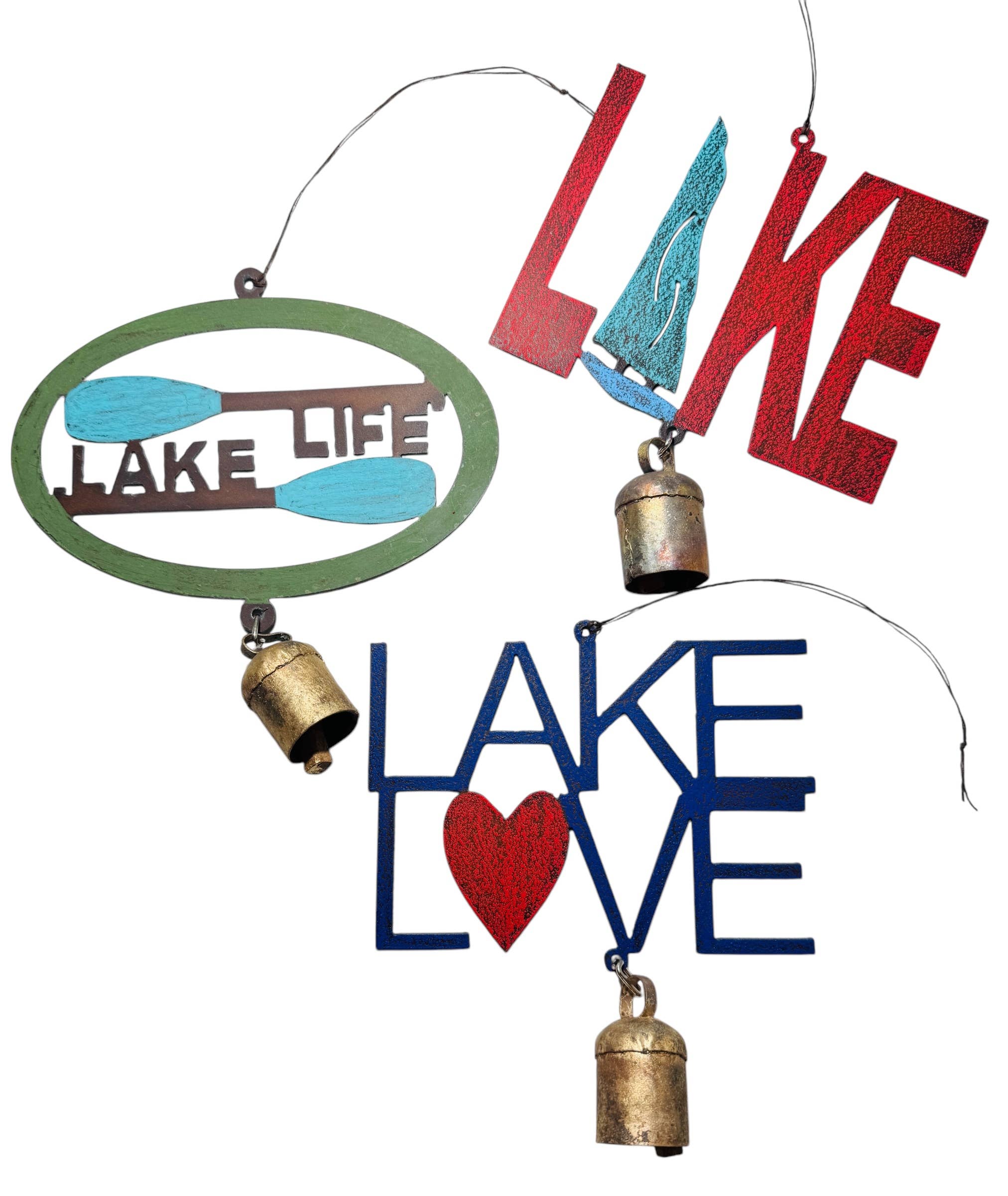 Lake wind chime Lake Life boating summer fun metal bell USA