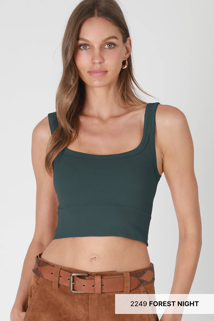 Chevron Ribbed Crop Top - Pale Banana