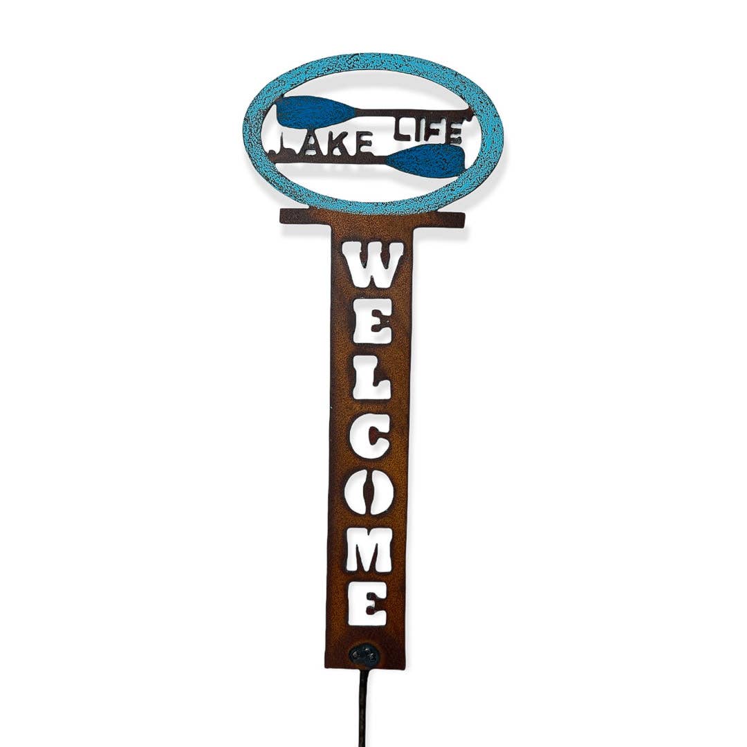 Lake Welcome sign garden stake lawn stake cabin gift spring