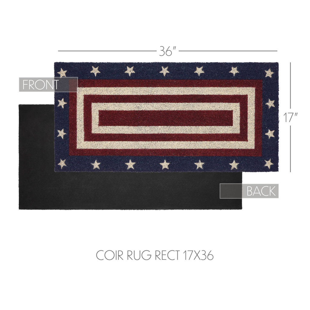 Americana Coir Entry Rug 17x36 Stars & Stripes