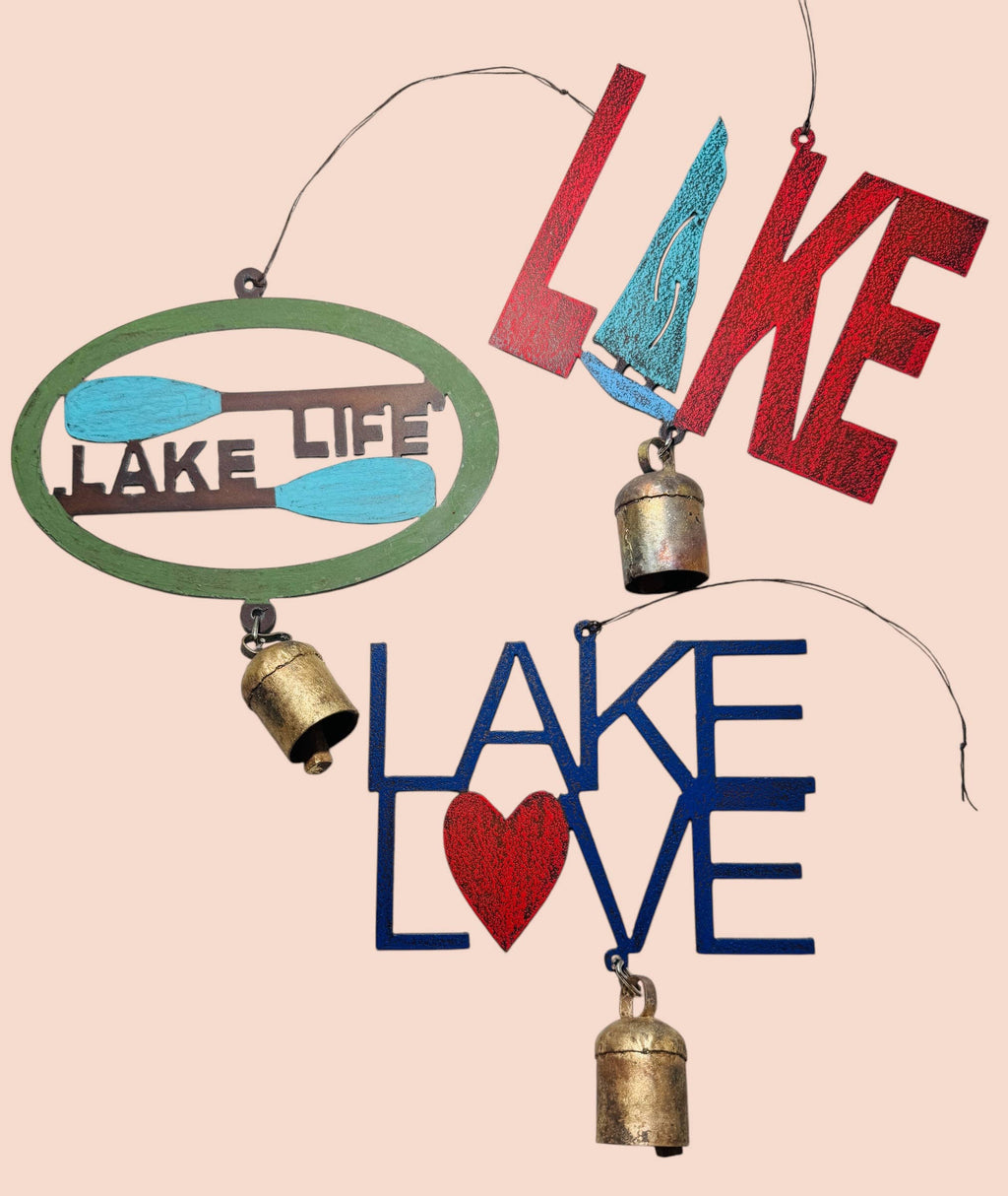 Lake wind chime Lake Life boating summer fun metal bell USA