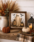 Halloween Cute spooky Ghost Framed Fall Wood Sign