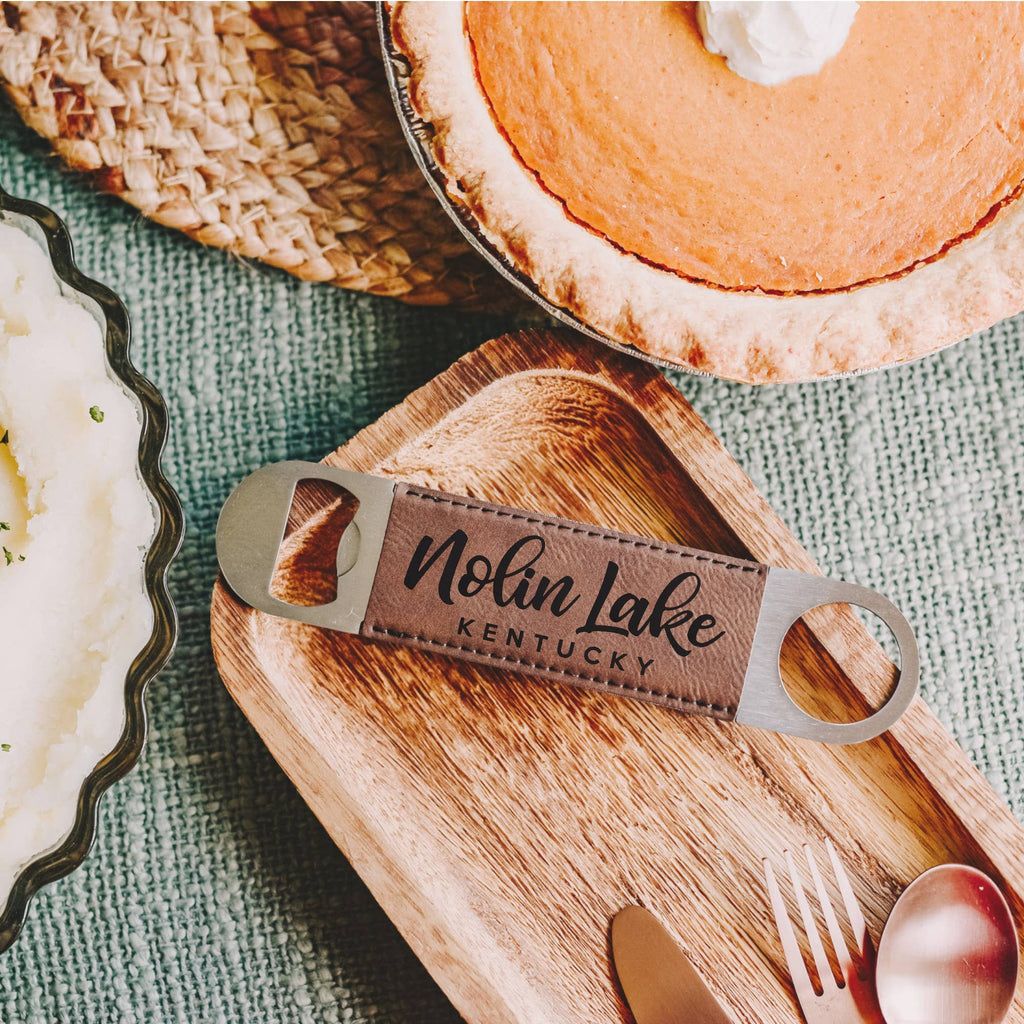 Custom Lake Name Bottle Opener - Leatherette