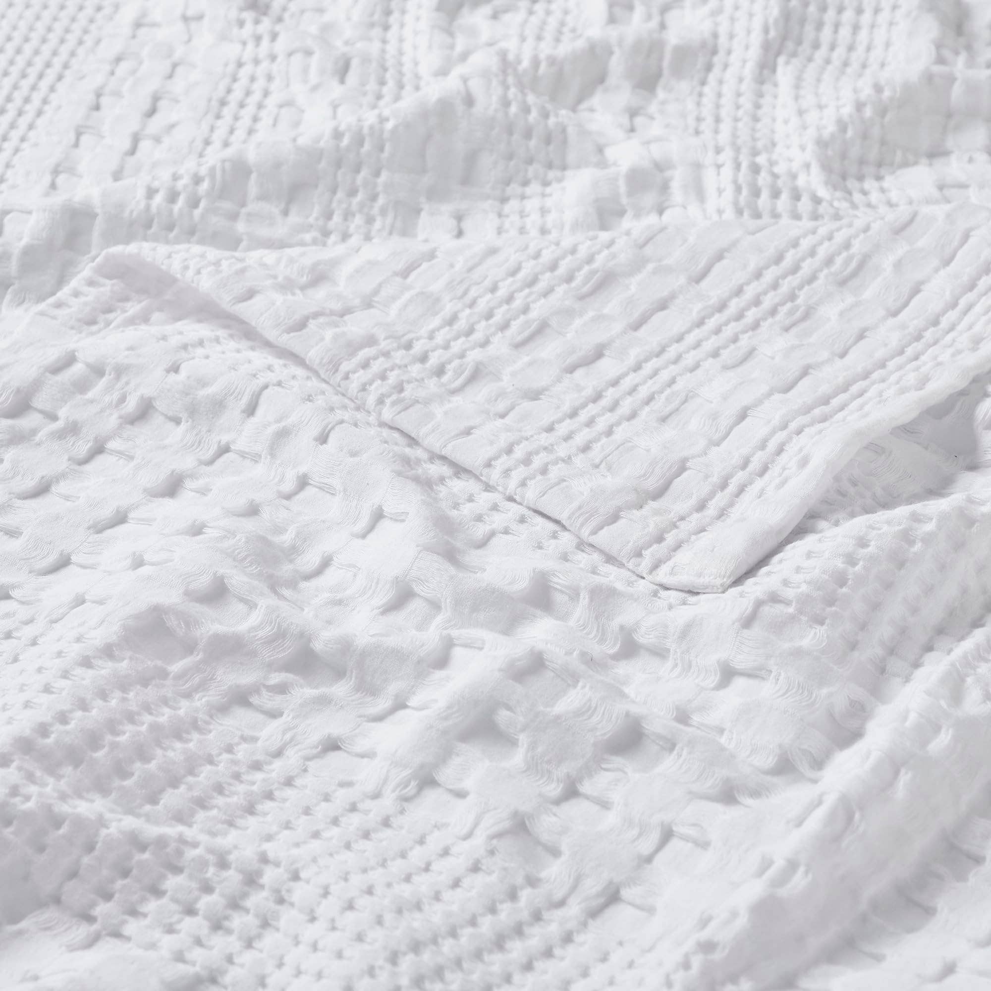 Bright White Waffle Weave Throw Blanket - 50x60 Cotton