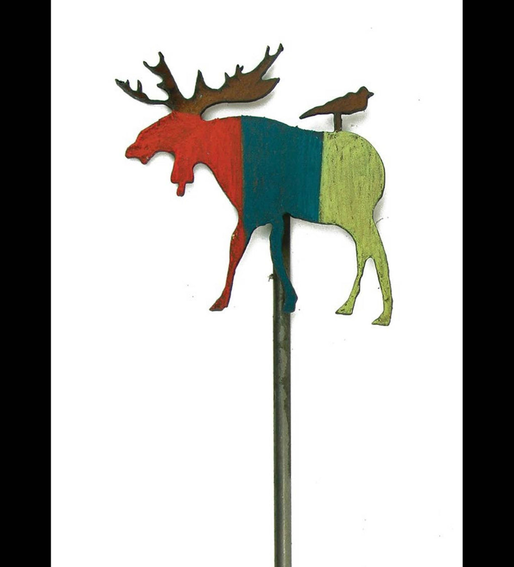Moose Plant Stake lodge gifts rustic metal sign eco friendly