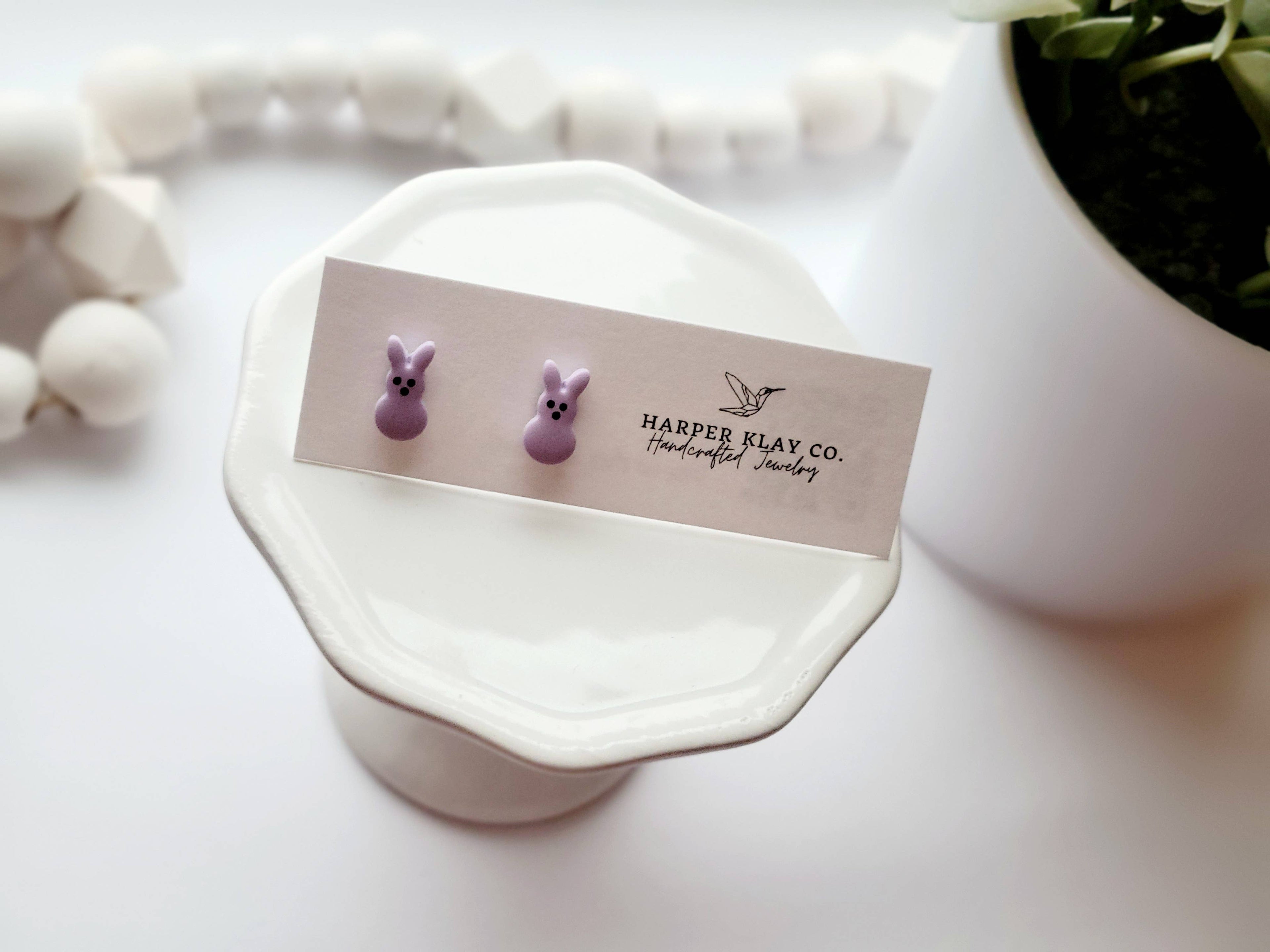 The Bunny Studs- Polymer Clay Easter Studs