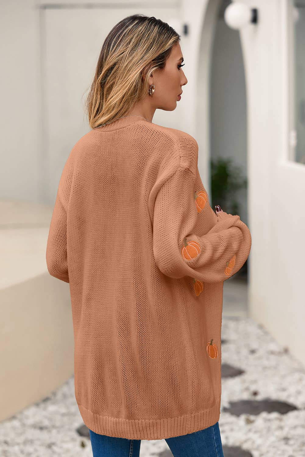 Pumpkin Open Front Drop Shoulder Sweater Cardigan| S-4X