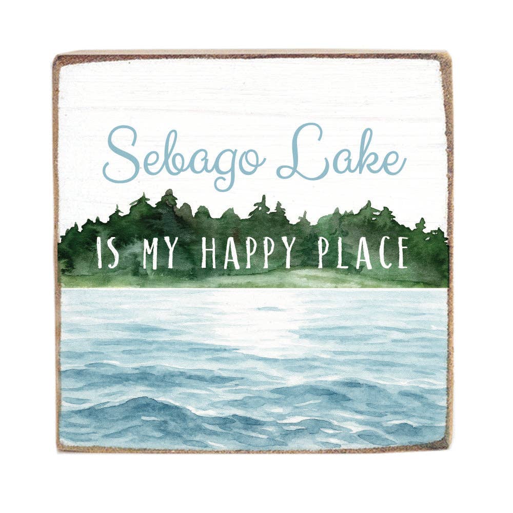 The Lake Is My Happy Place Personalized Block Sign