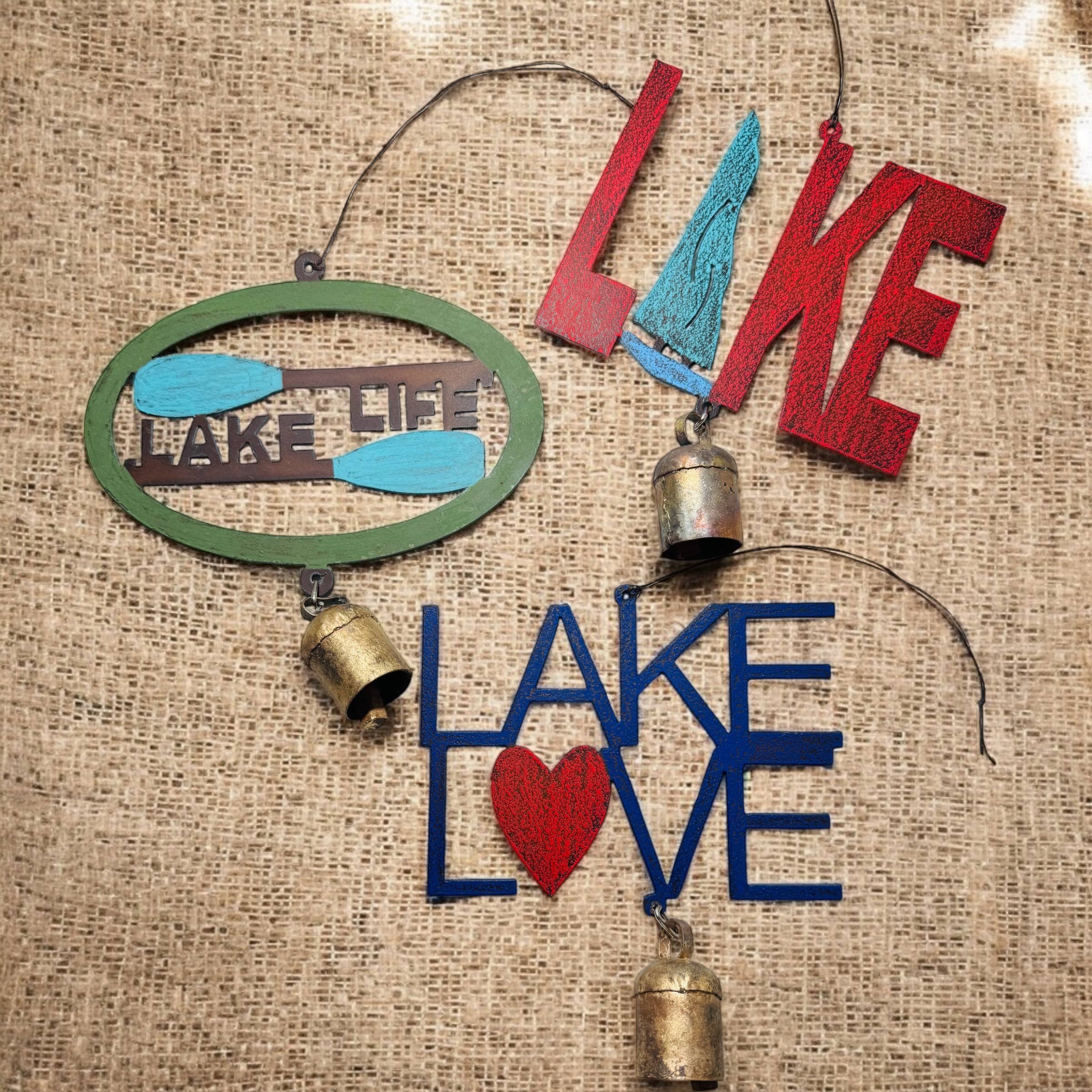 Lake wind chime Lake Life boating summer fun metal bell USA