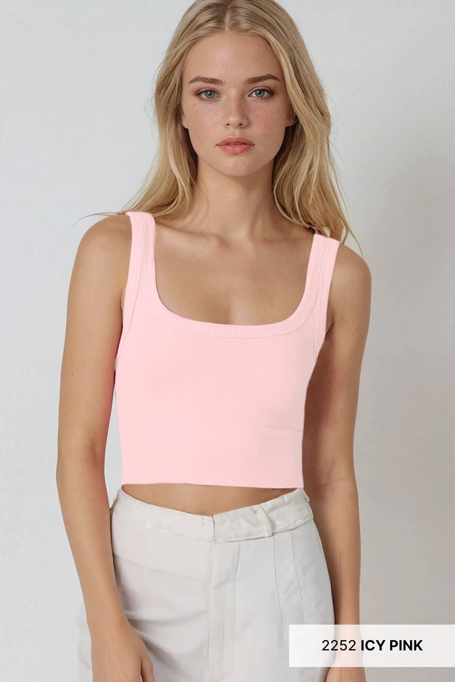 Chevron Ribbed Crop Top - Pale Banana