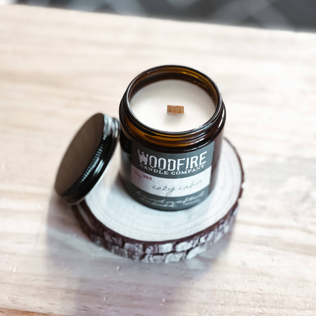 Mini Amber Wood Wick Soy Candle - Salted Caramel Honeycrisp