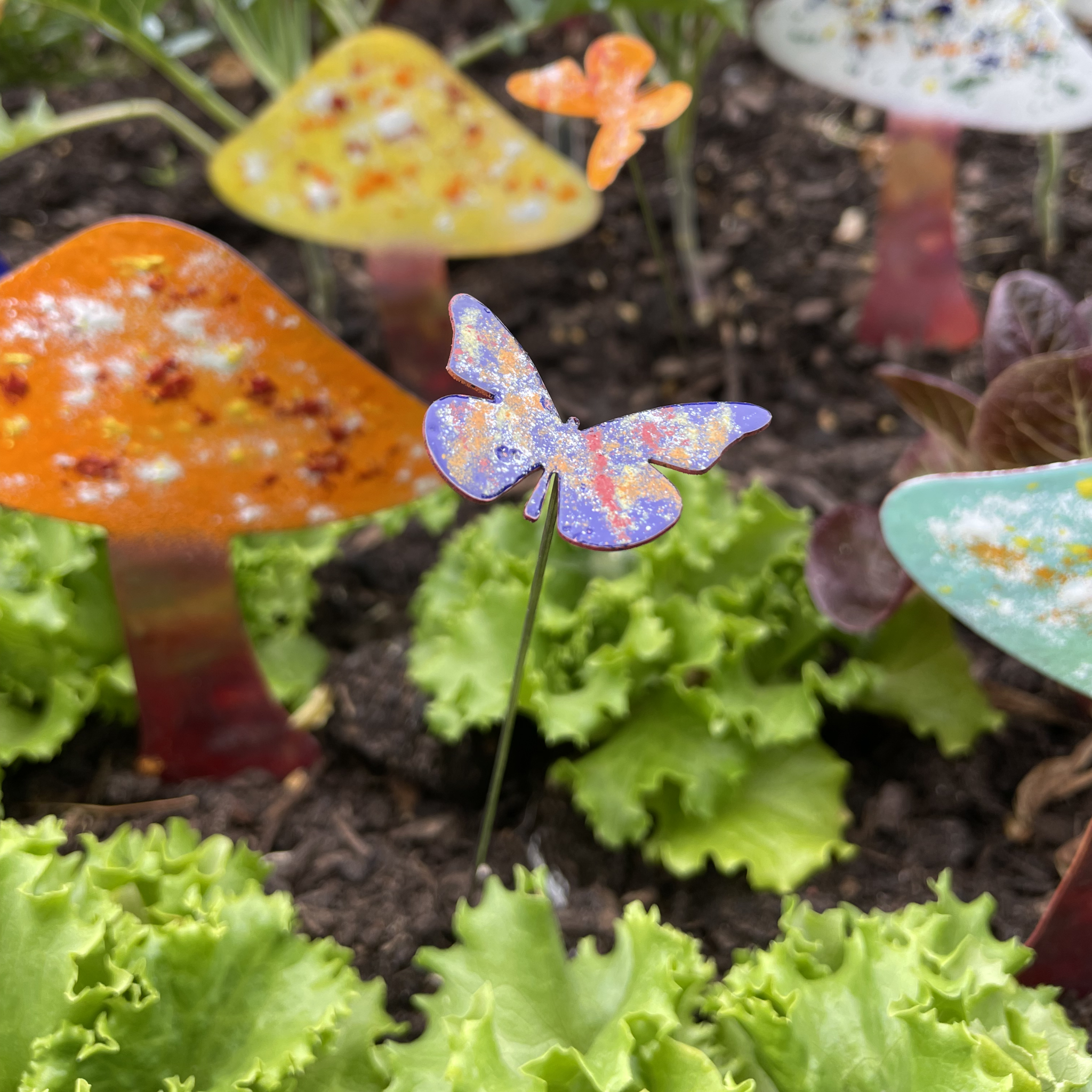 Small Copper Enamel Butterflies