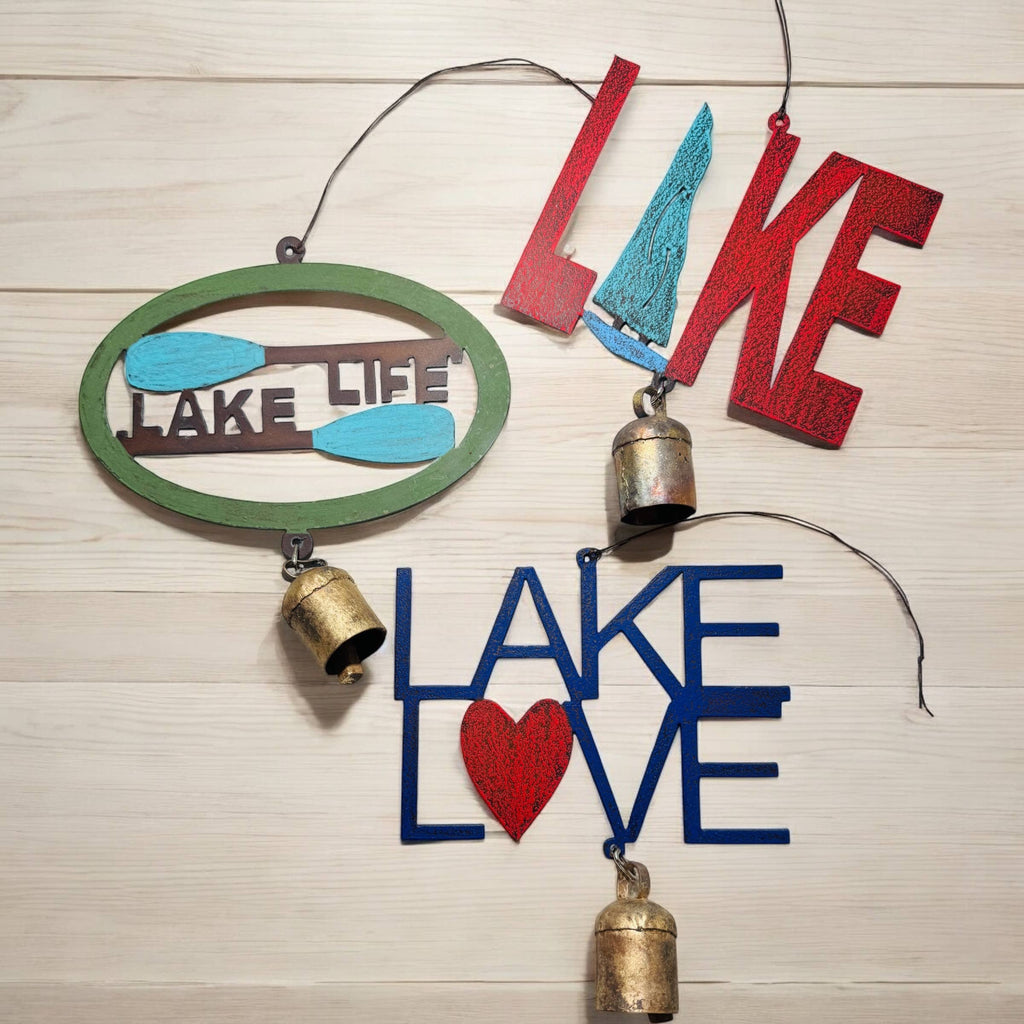 Lake wind chime Lake Life boating summer fun metal bell USA