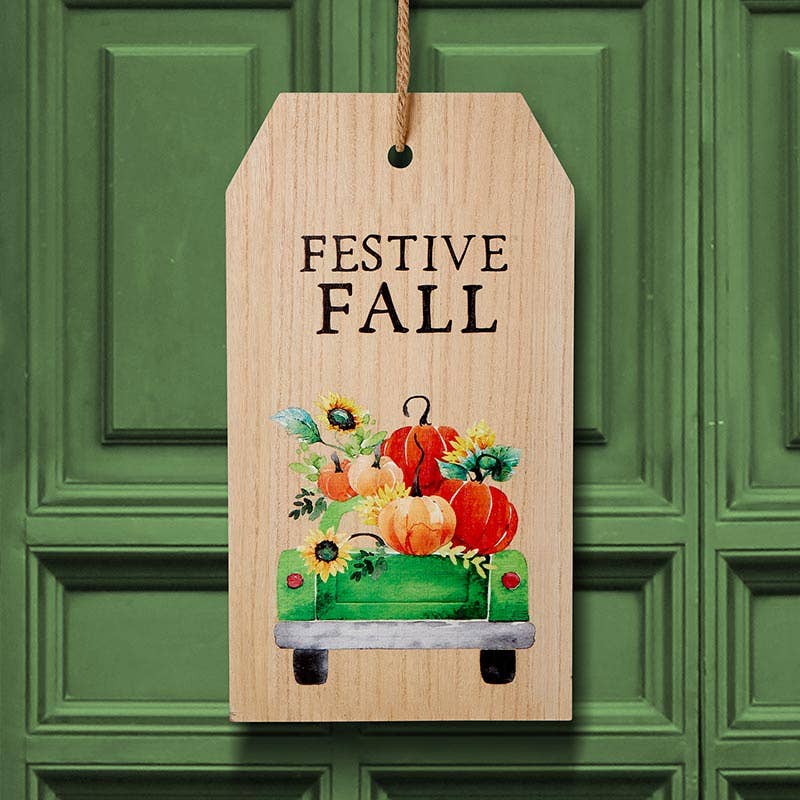 Fall Festive Wooden Door Tag Sign