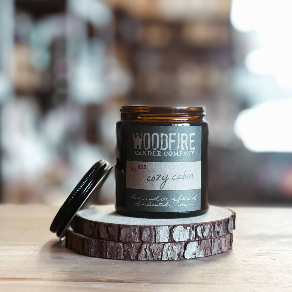 Mini Amber Wood Wick Soy Candle - Salted Caramel Honeycrisp