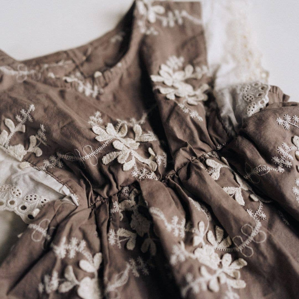 Embroidered Short Sleeve Floral Onesie- Infant