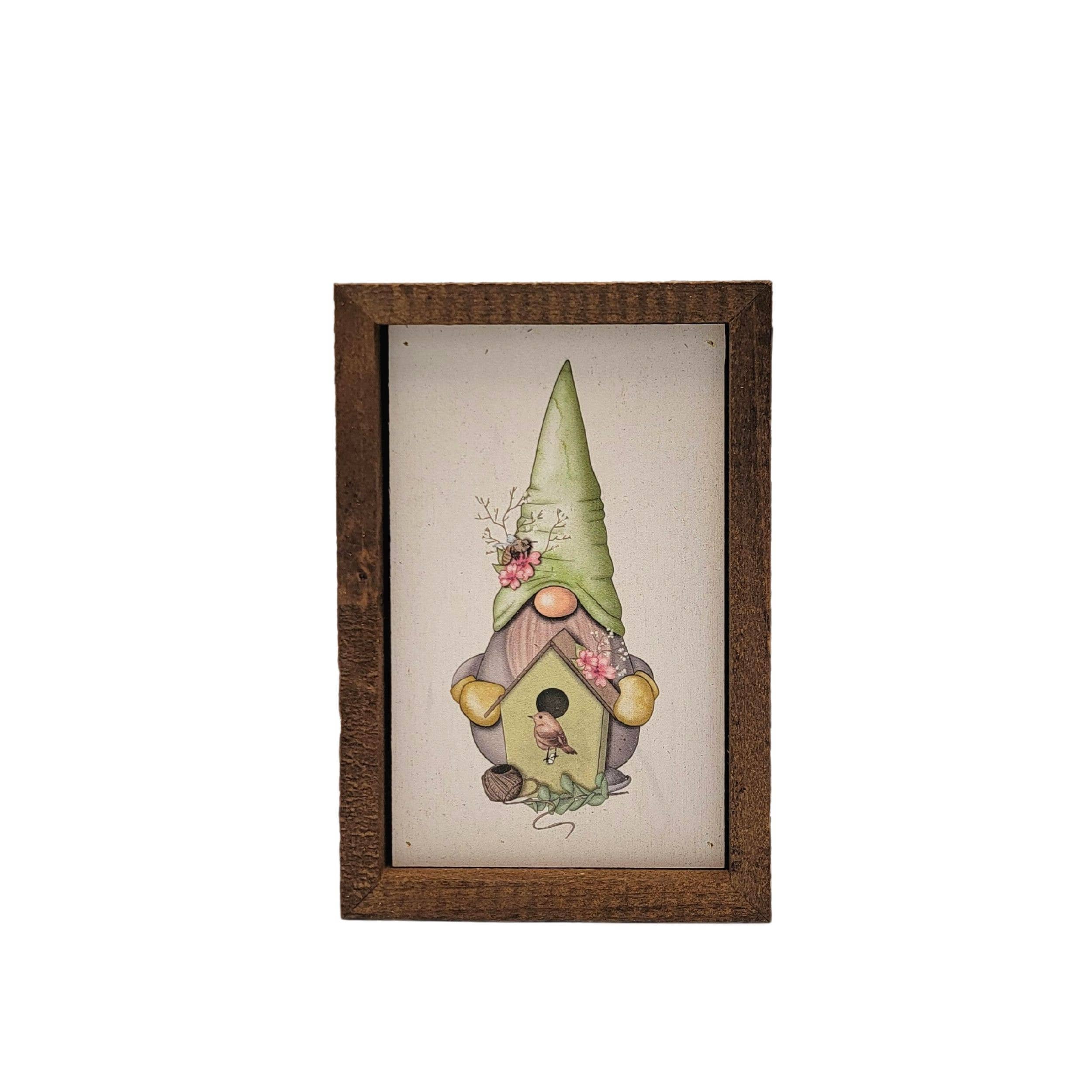 6x4 Spring Bird House Gnome Sign - Spring Décor