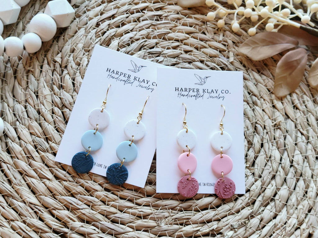 The Triple Circle Set- Polymer Clay Dangle Earrings