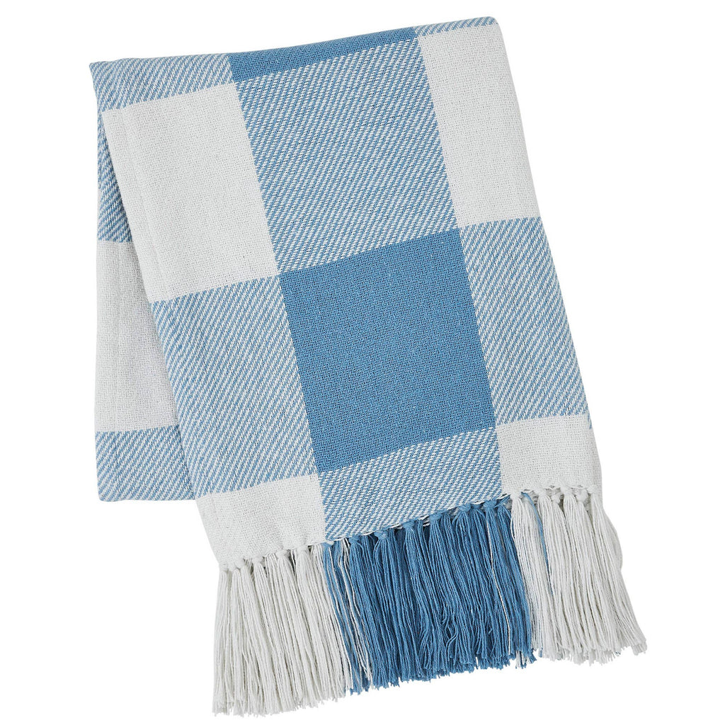 Annie Blue Buffalo Check Woven Throw 50x60