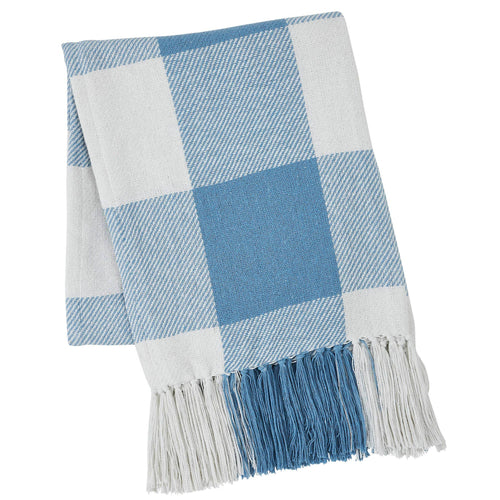 Annie Blue Buffalo Check Woven Throw 50x60