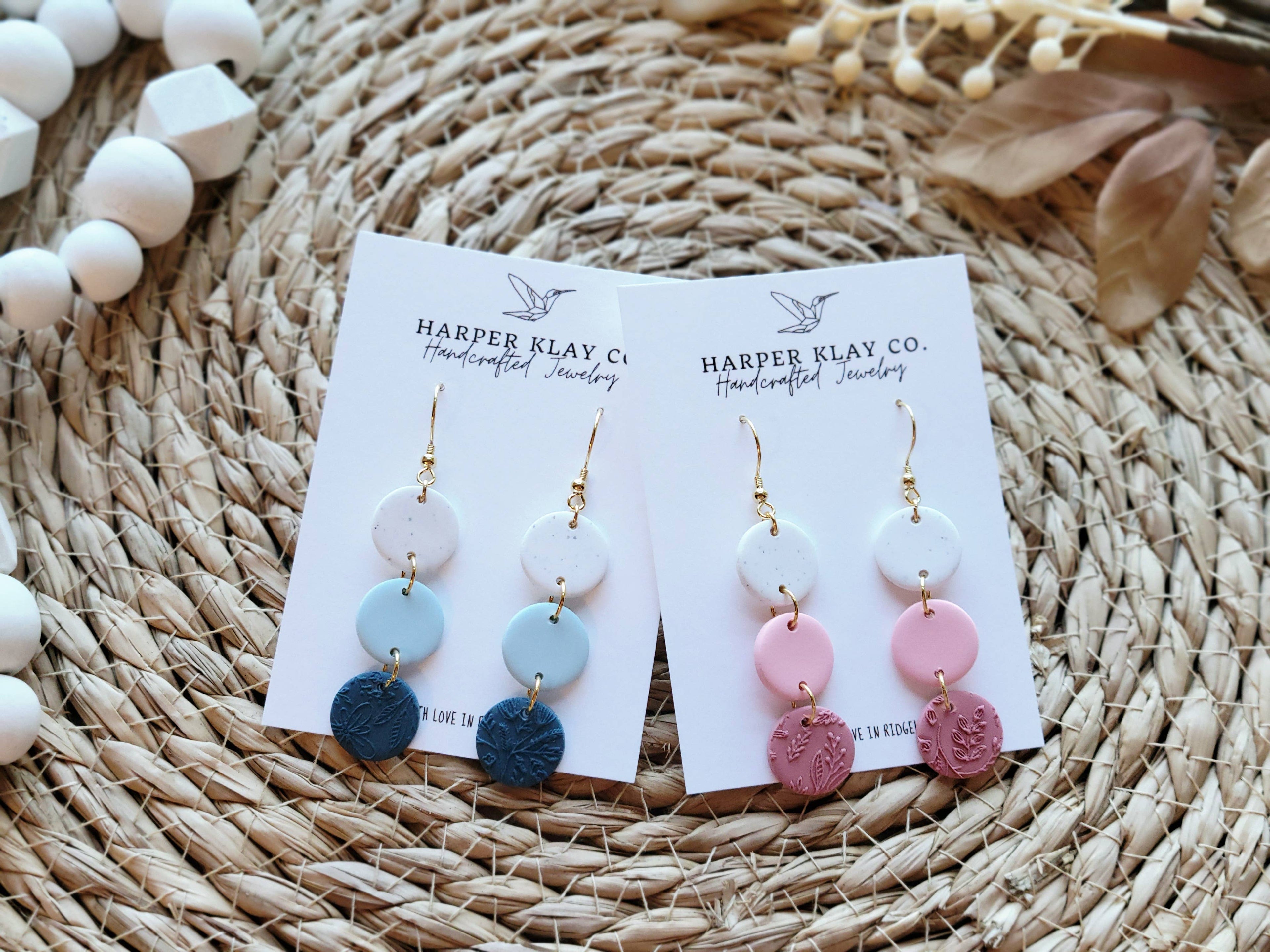 The Triple Circle Set- Polymer Clay Dangle Earrings