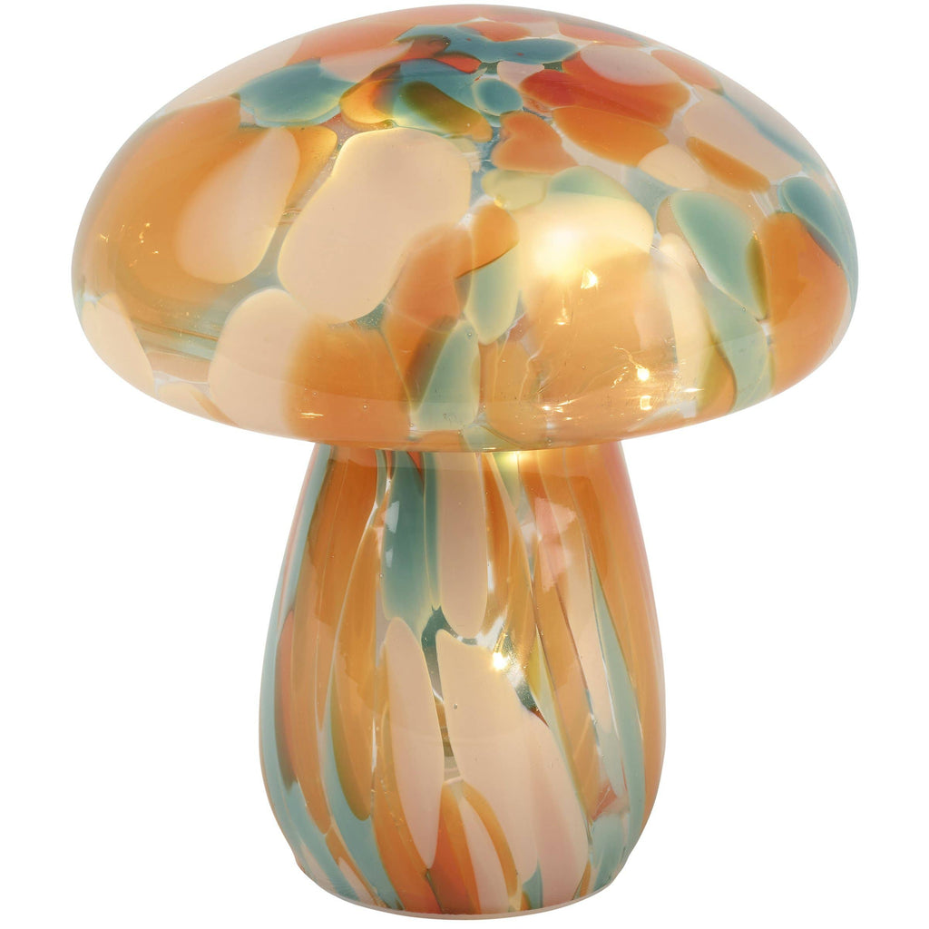 Lighted Orange Swirl Mushroom Sitter