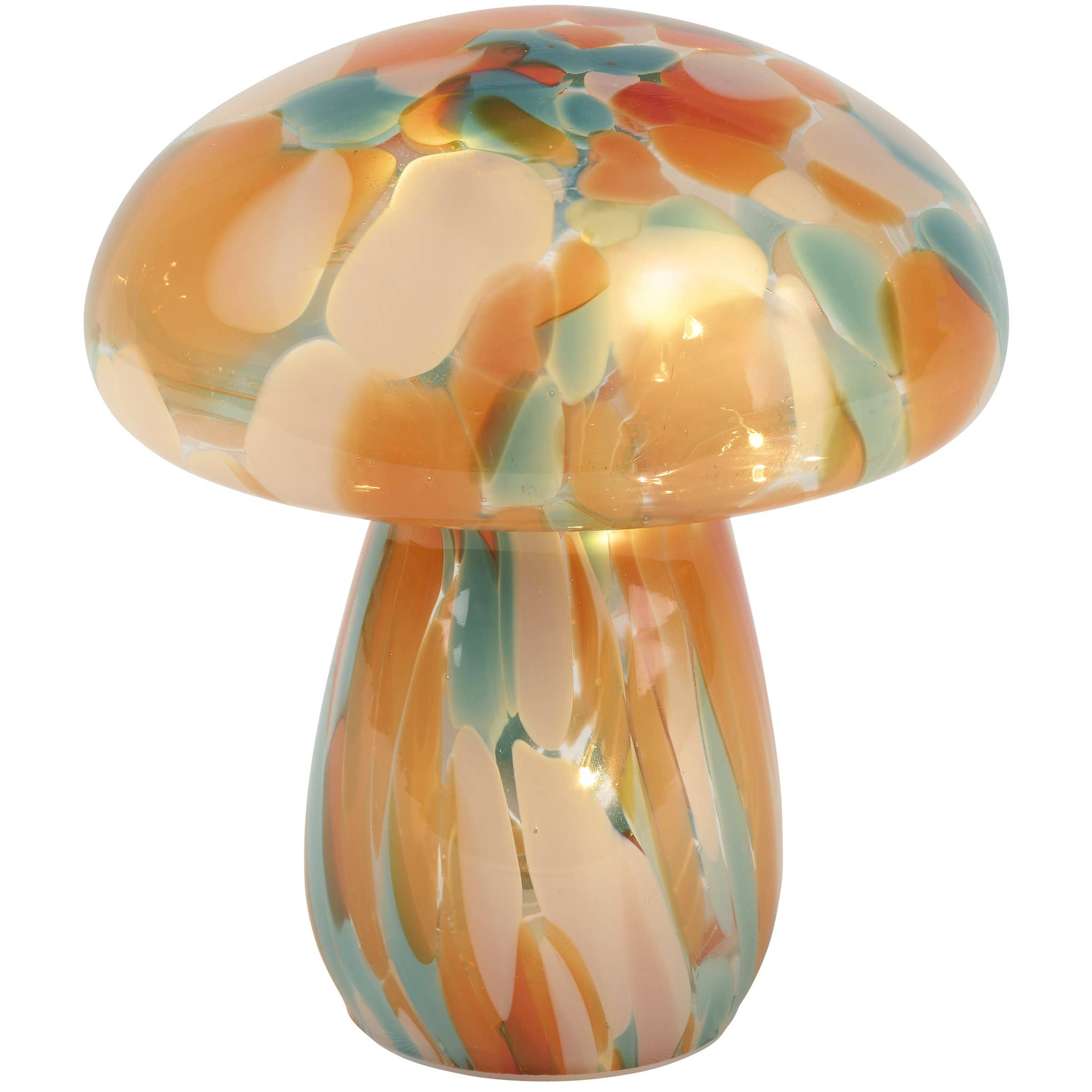 Lighted Orange Swirl Mushroom Sitter