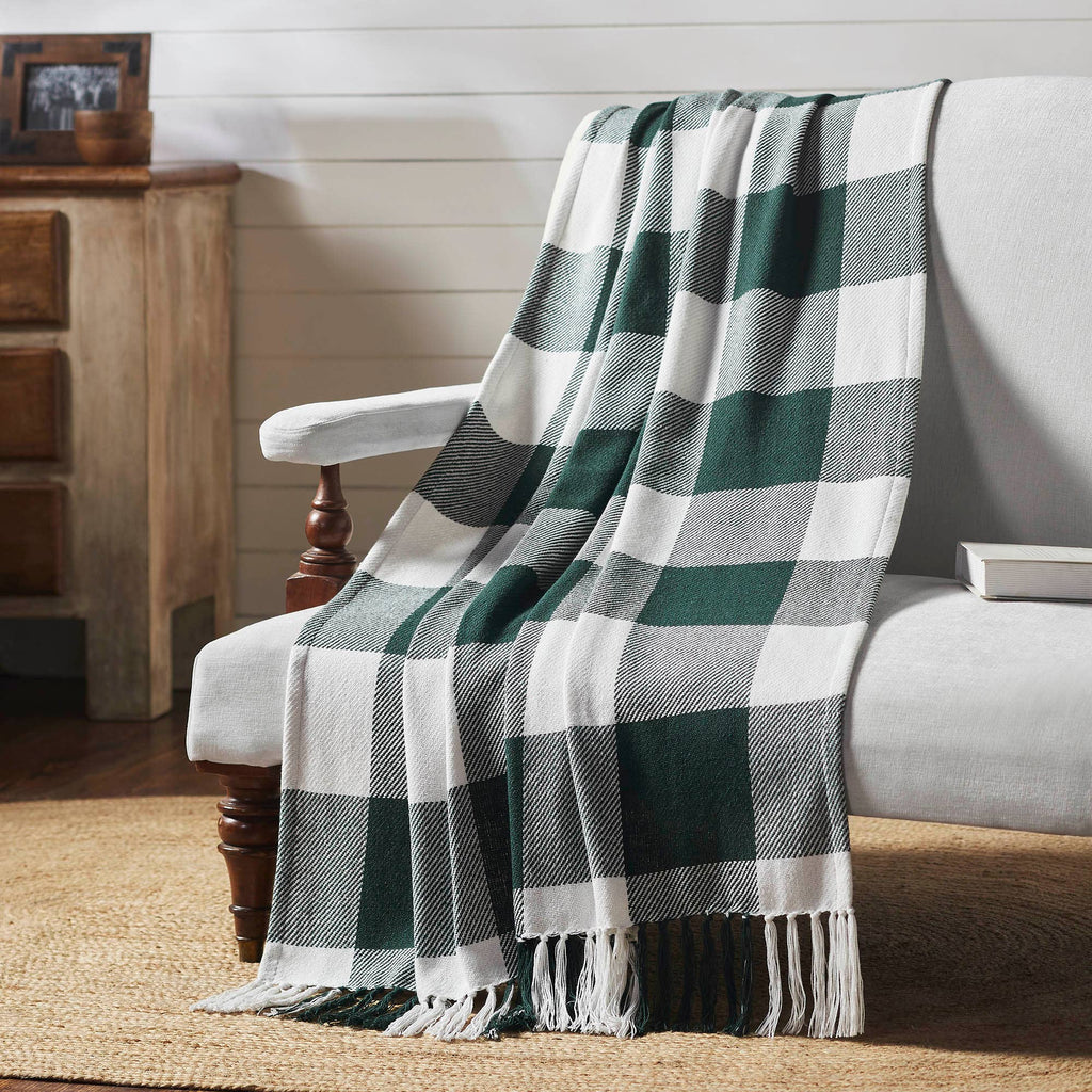 Annie Hunter Green Buffalo Check  Woven Throw 50x60