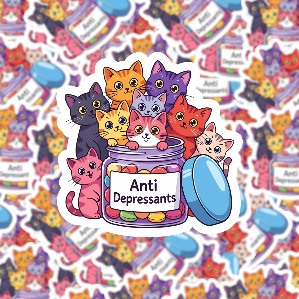 Anti-Depressant Kitties Sticker
