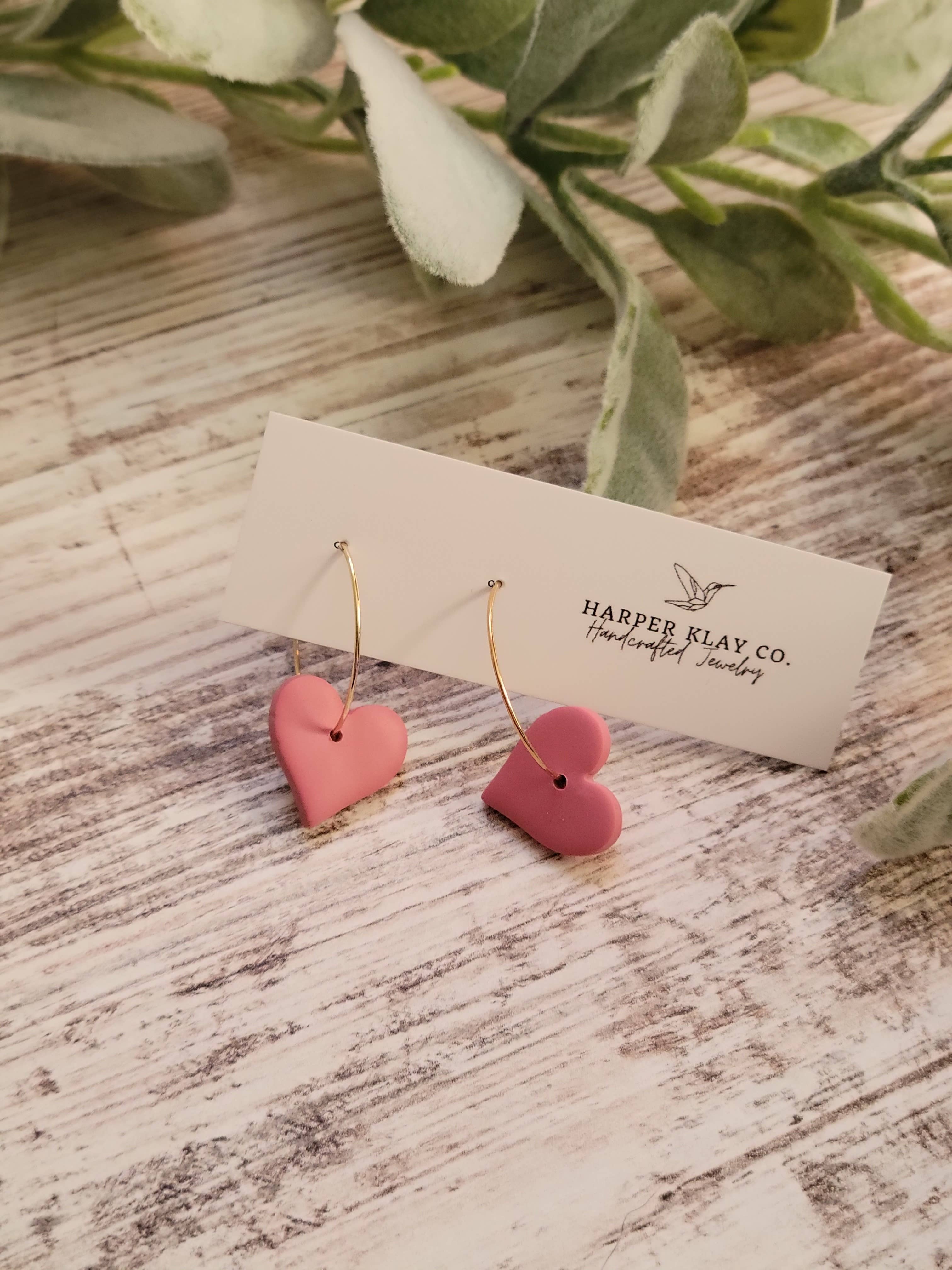 The Heart Hoops- Polymer Clay Hoop Earrings