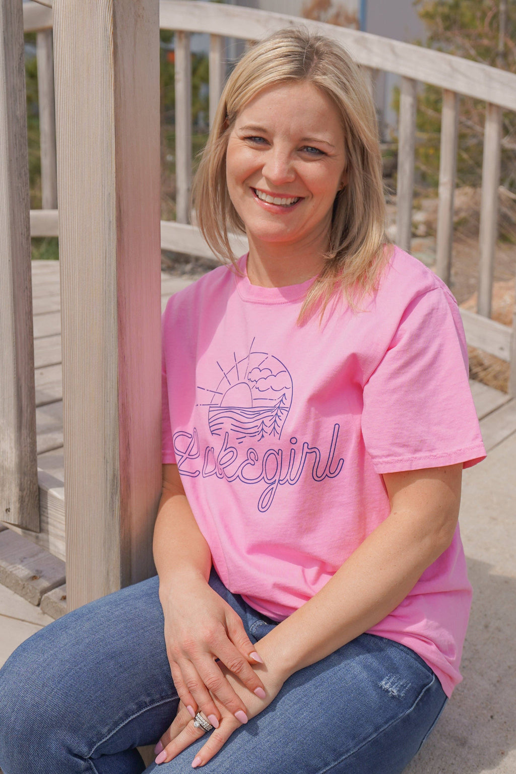 Up North Waves/Pines Short Sleeve in Hot Pink