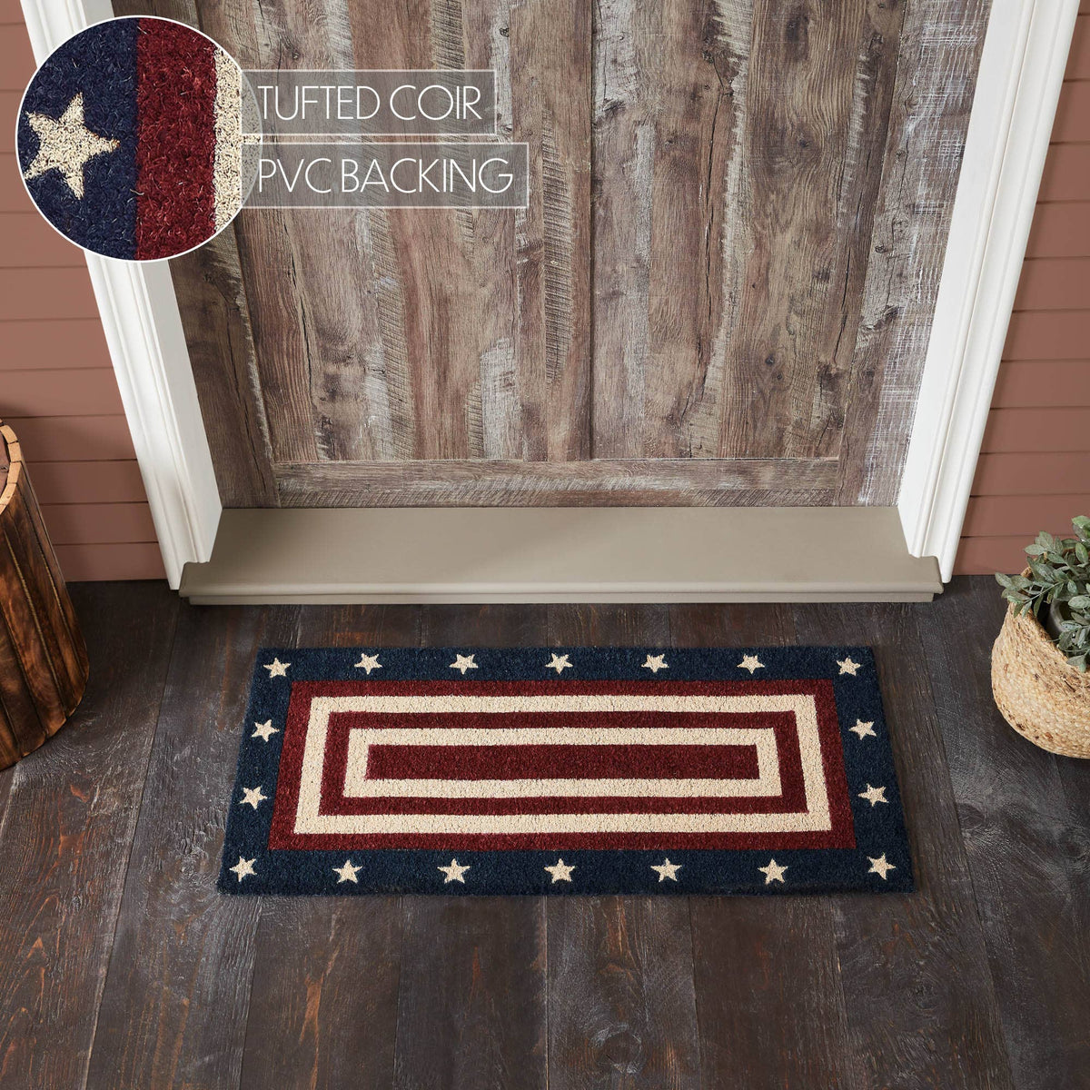 Americana Coir Entry Rug 17x36 Stars & Stripes