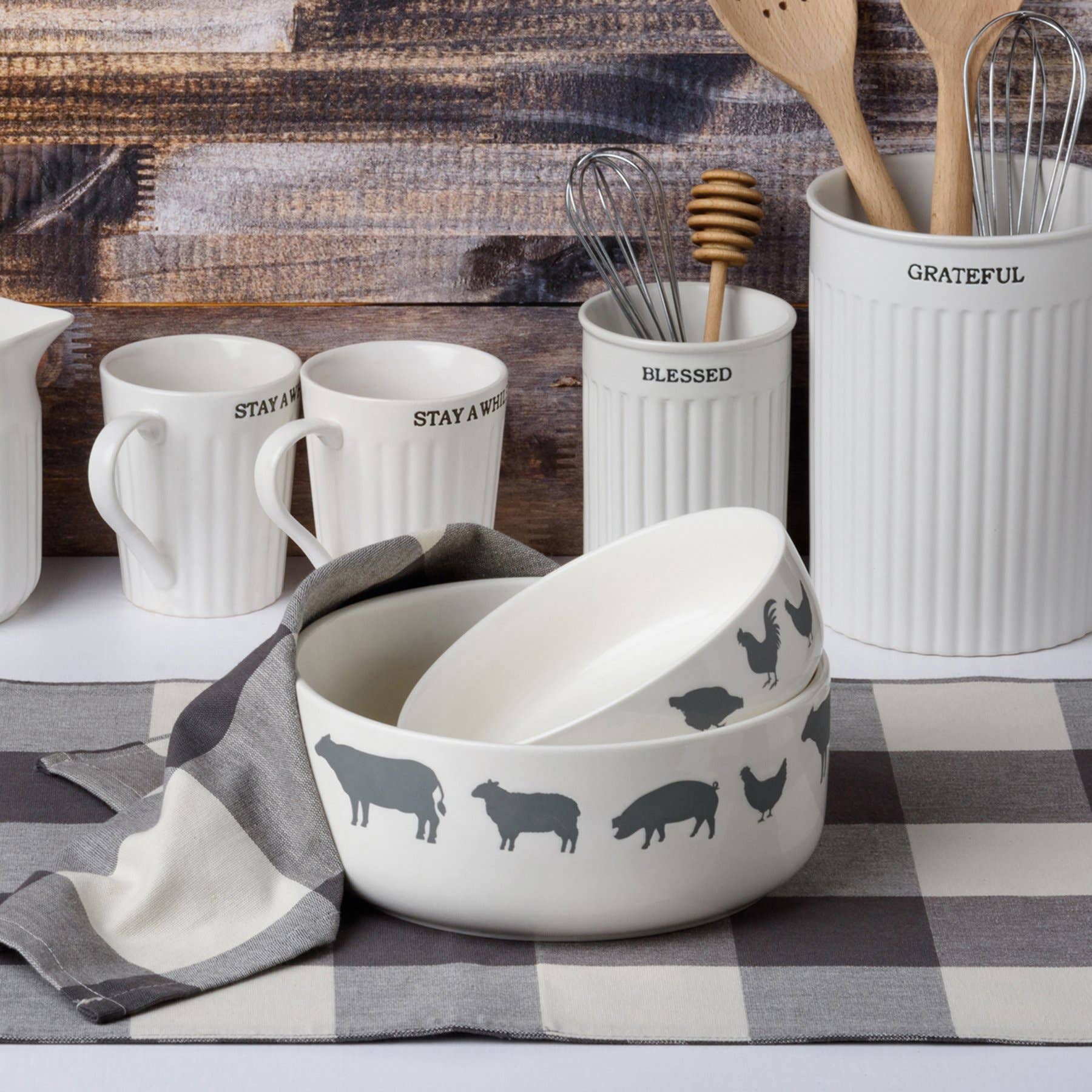 Farm Animals Bowl Set