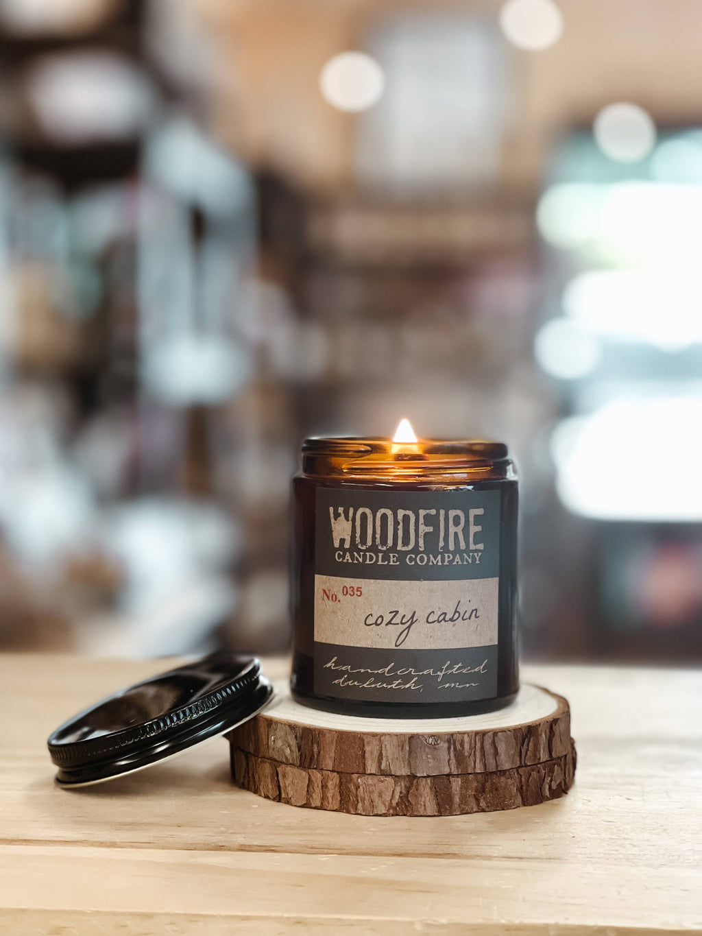 Mini Amber Wood Wick Soy Candle - Salted Caramel Honeycrisp