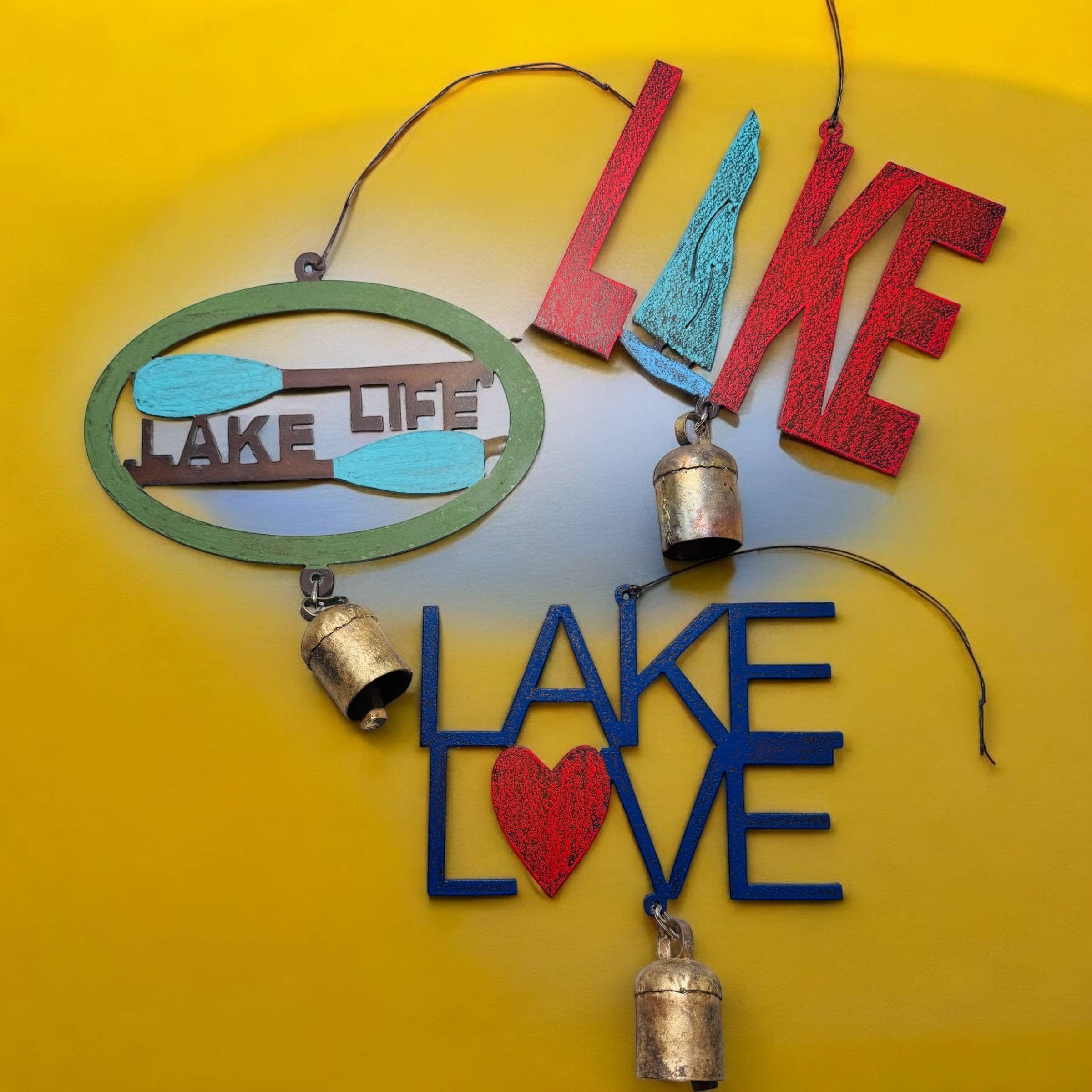 Lake wind chime Lake Life boating summer fun metal bell USA