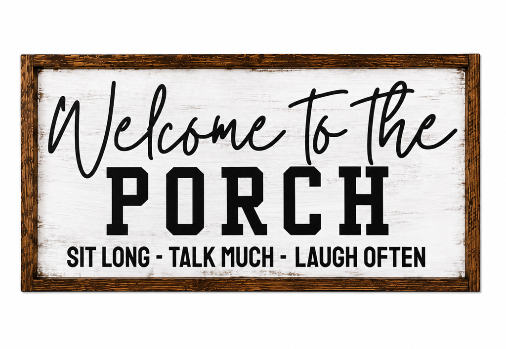 Welcome to the Porch Farmhouse Wood Sign