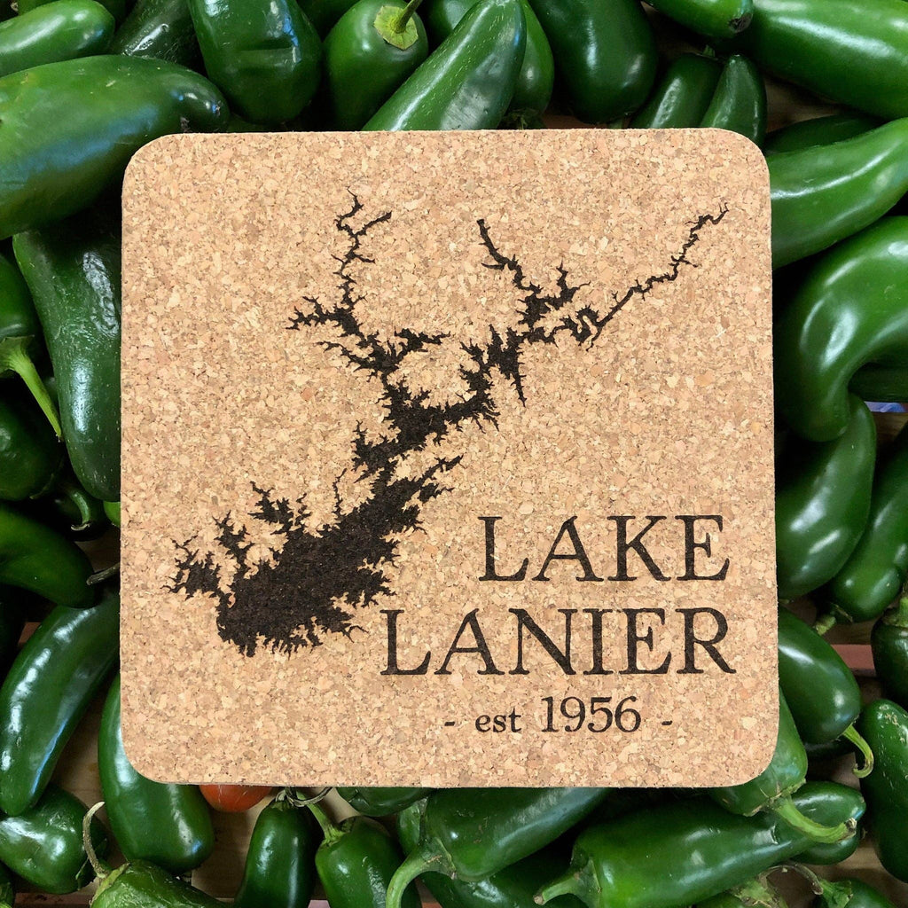 Custom Lake Map Cork Trivet Hot Pad - Custom Lake Map