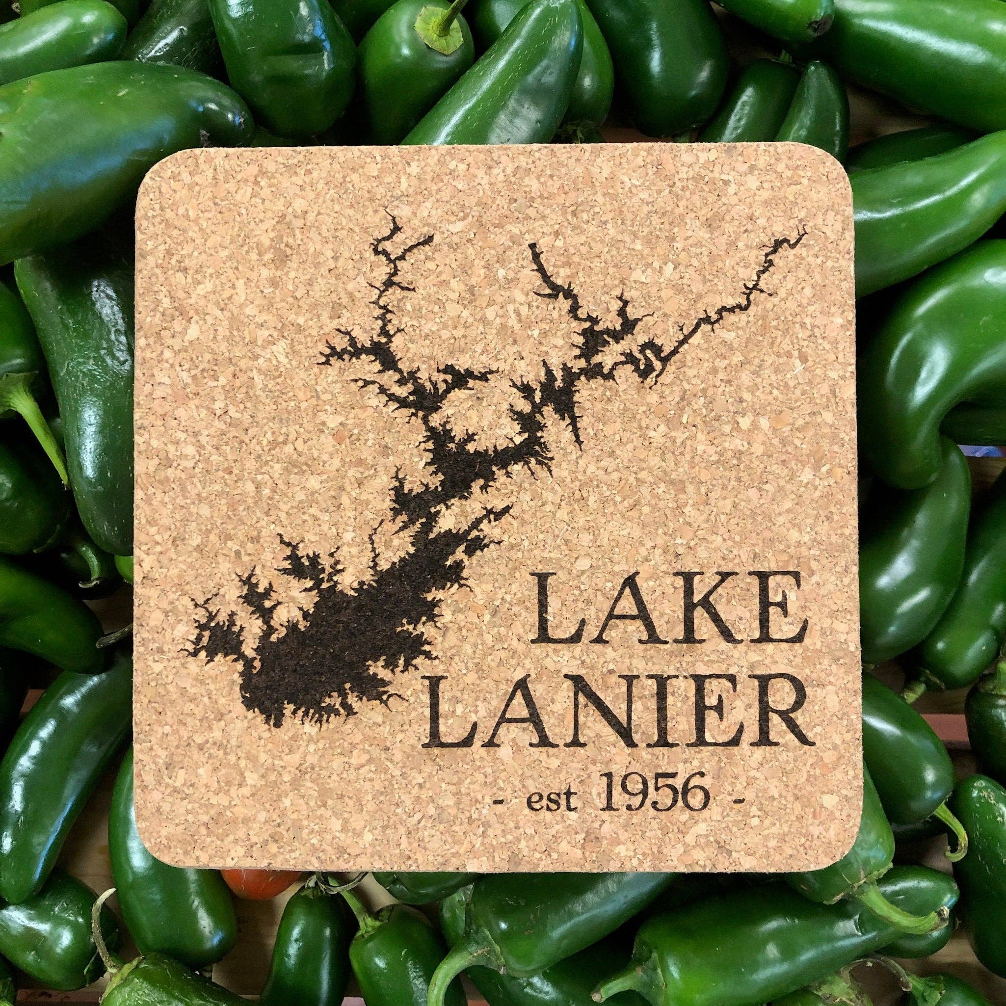 Custom Lake Map Cork Trivet Hot Pad - Custom Lake Map