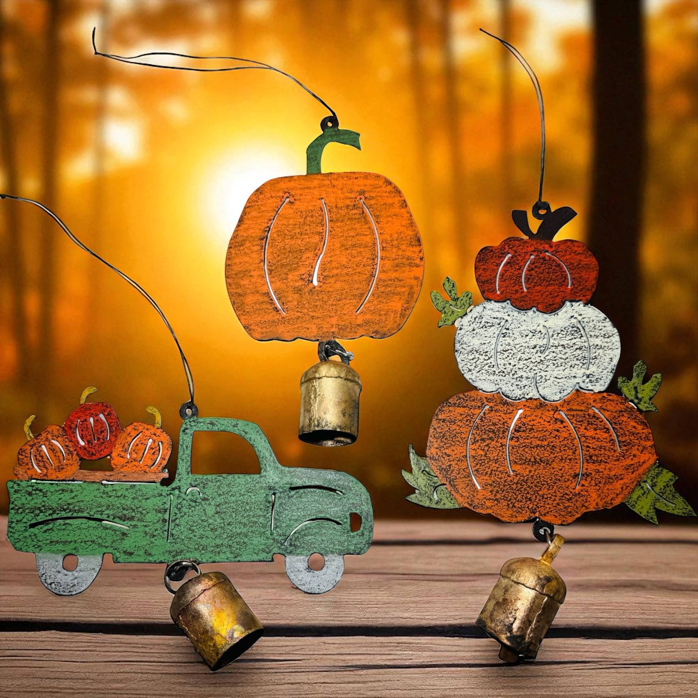 Fall wind chime pumpkins Fall décor unique gift cute metal