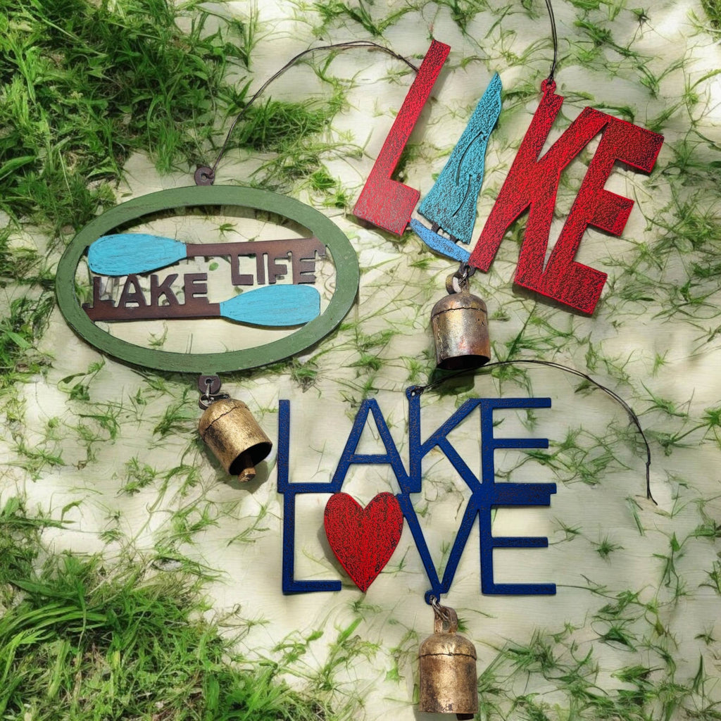 Lake wind chime Lake Life boating summer fun metal bell USA