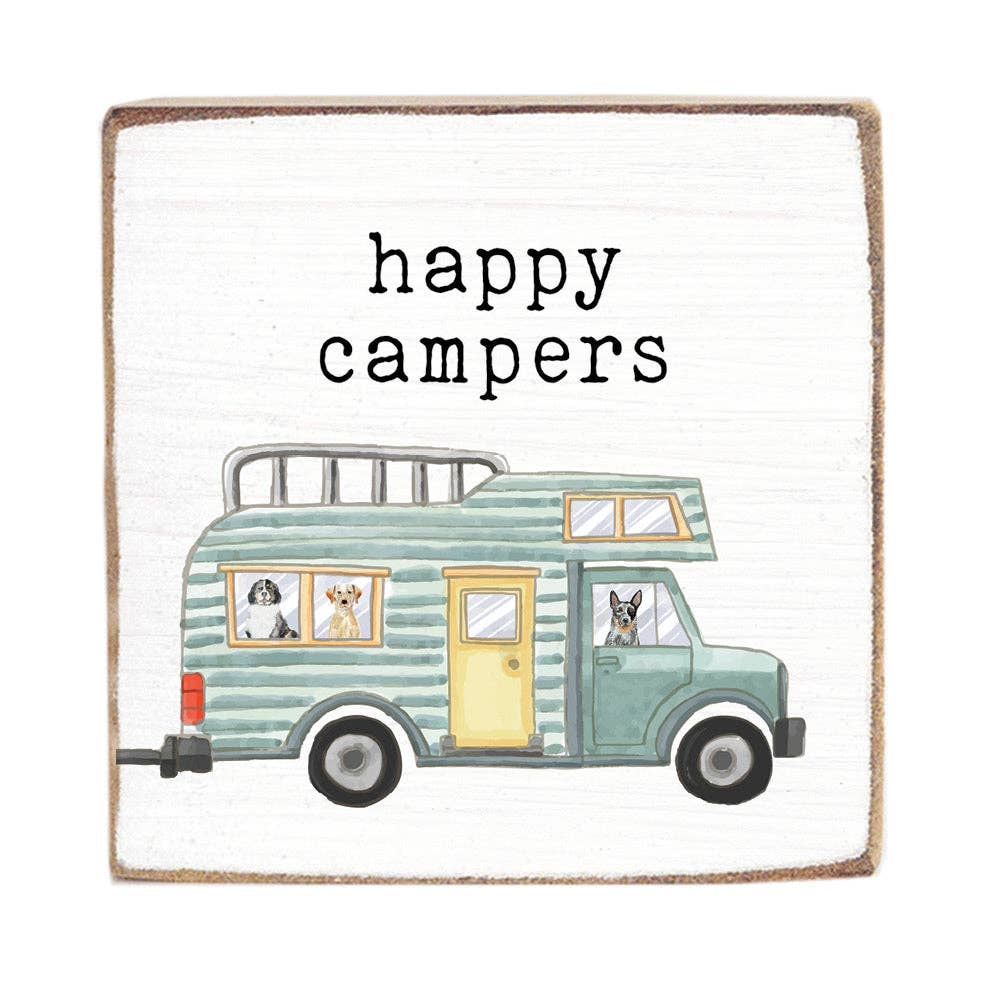 Happy Campers Block Sign