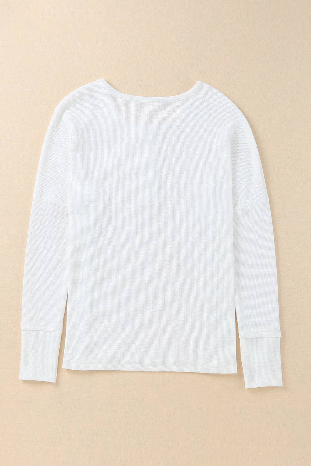Waffle Knit Long Sleeve Buttons Front Henley Top (S-XL)